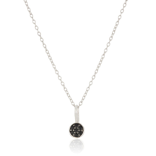 Pinctore Sterling Silver Black Spinel Petite Pendant Necklace, 18"
