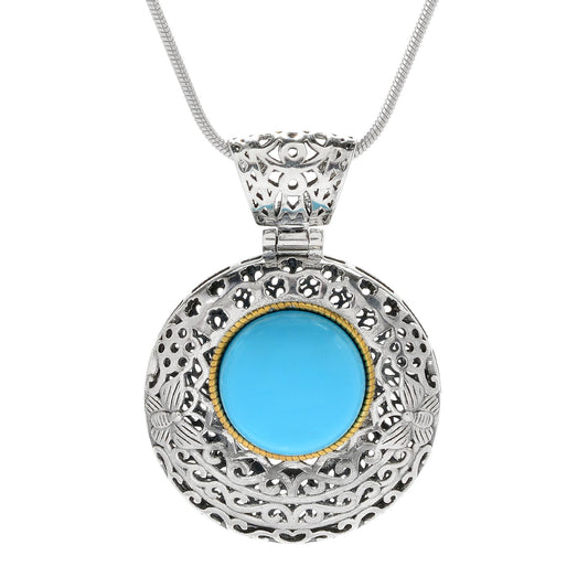 925 Sterling Silver Sonora Beauty Turquoise Pendant - Pinctore