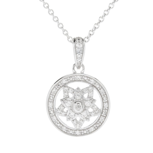 Sterling Silver White Zircon Charm Pendant w/ 16" Chain - Pinctore