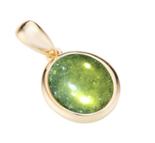 925 Sterling Silver Green Amber Pendant - Pinctore