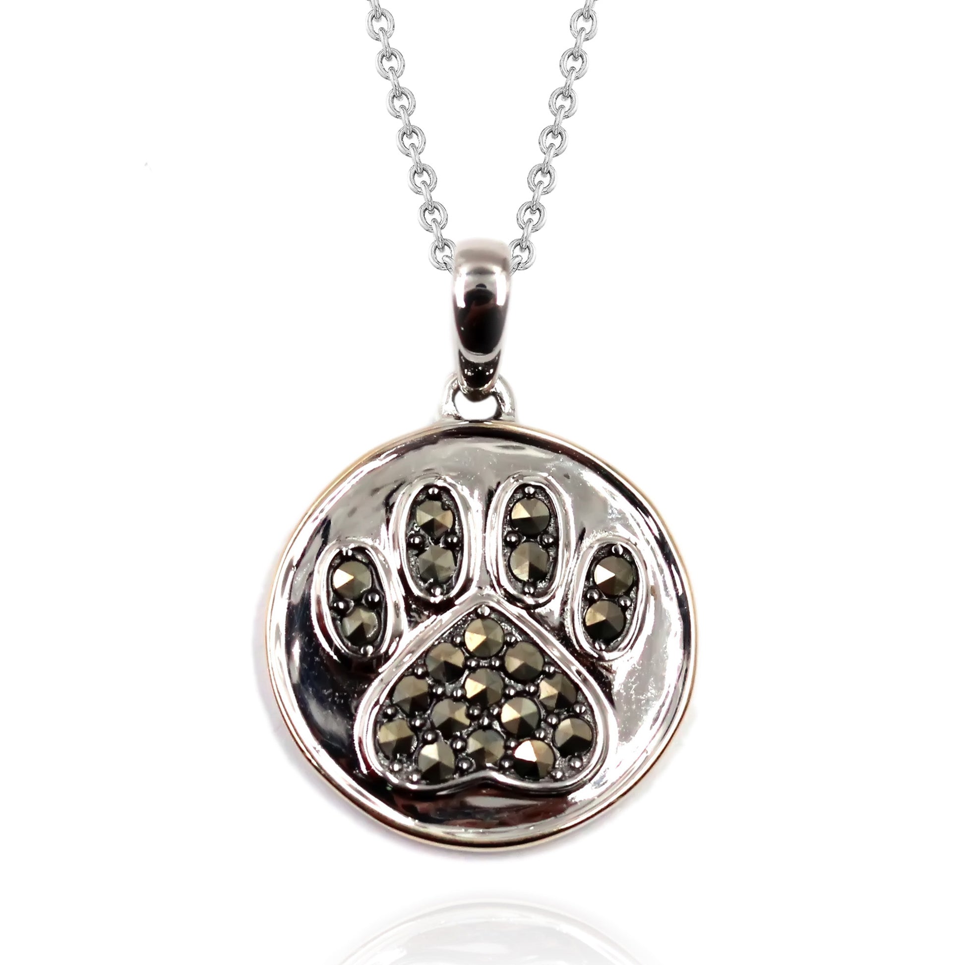 14K Gold & Sterling Silver with Marcasite Pendant - Pinctore