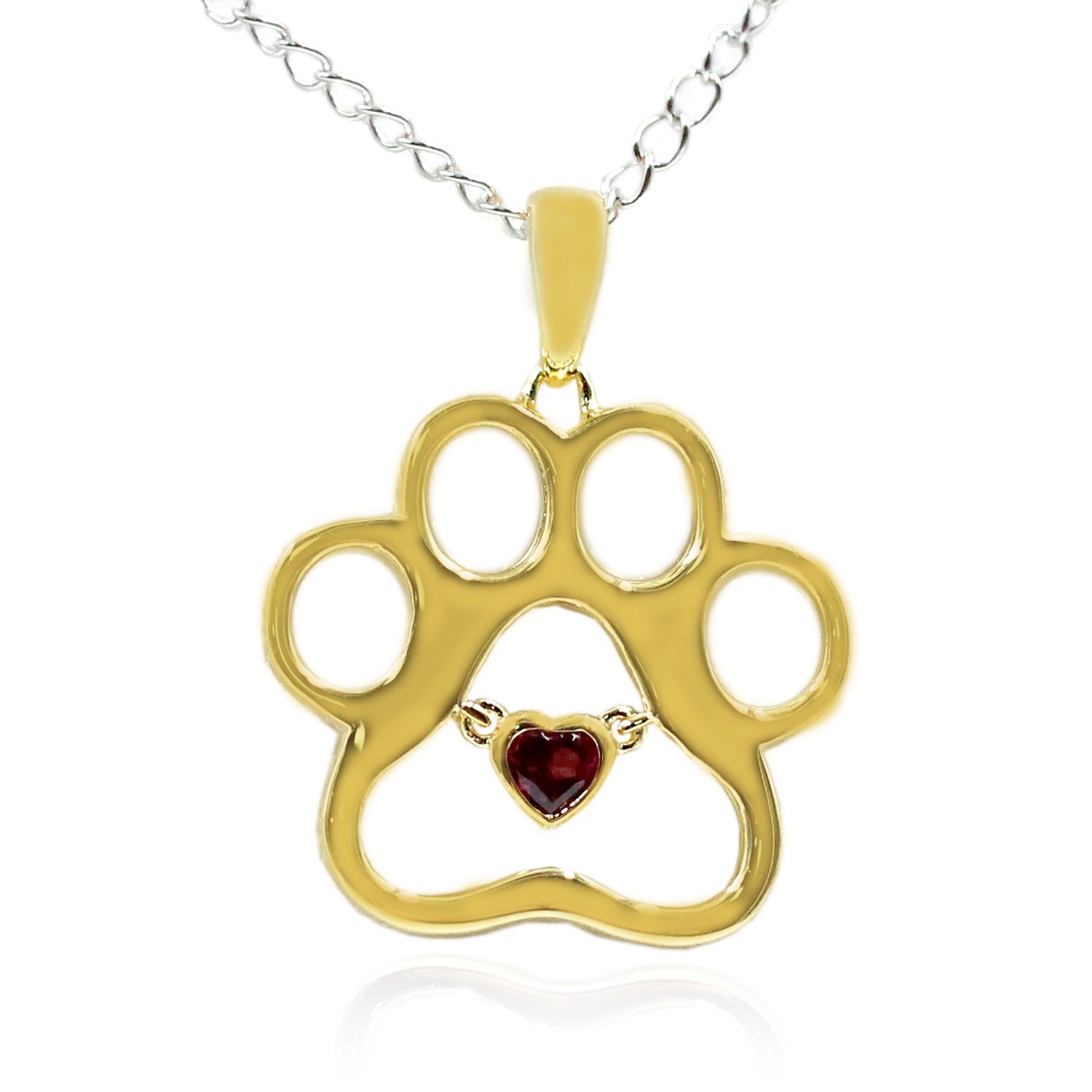 14K Gold & Sterling Silver with Rhodolite Heart Pendant - Pinctore
