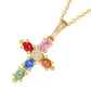 925 Sterling Silver Multi Sapphire, White Natural Zircon Pendant - Pinctore