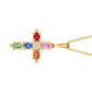 925 Sterling Silver Multi Sapphire, White Natural Zircon Pendant - Pinctore