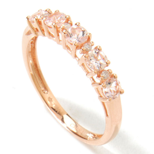 10k Rose Gold Morganite and Diamond Accented Stackable Ring