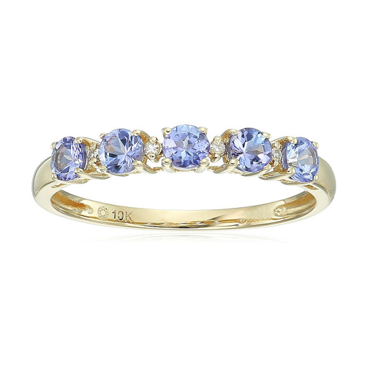 Pinctore 10k Tanzanite and Diamond-Accented Stackable Ring - pinctore