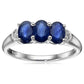Sterling Silver 1.86ctw Blue Sapphire & Diamond 3-Stone Band Ring - Pinctore