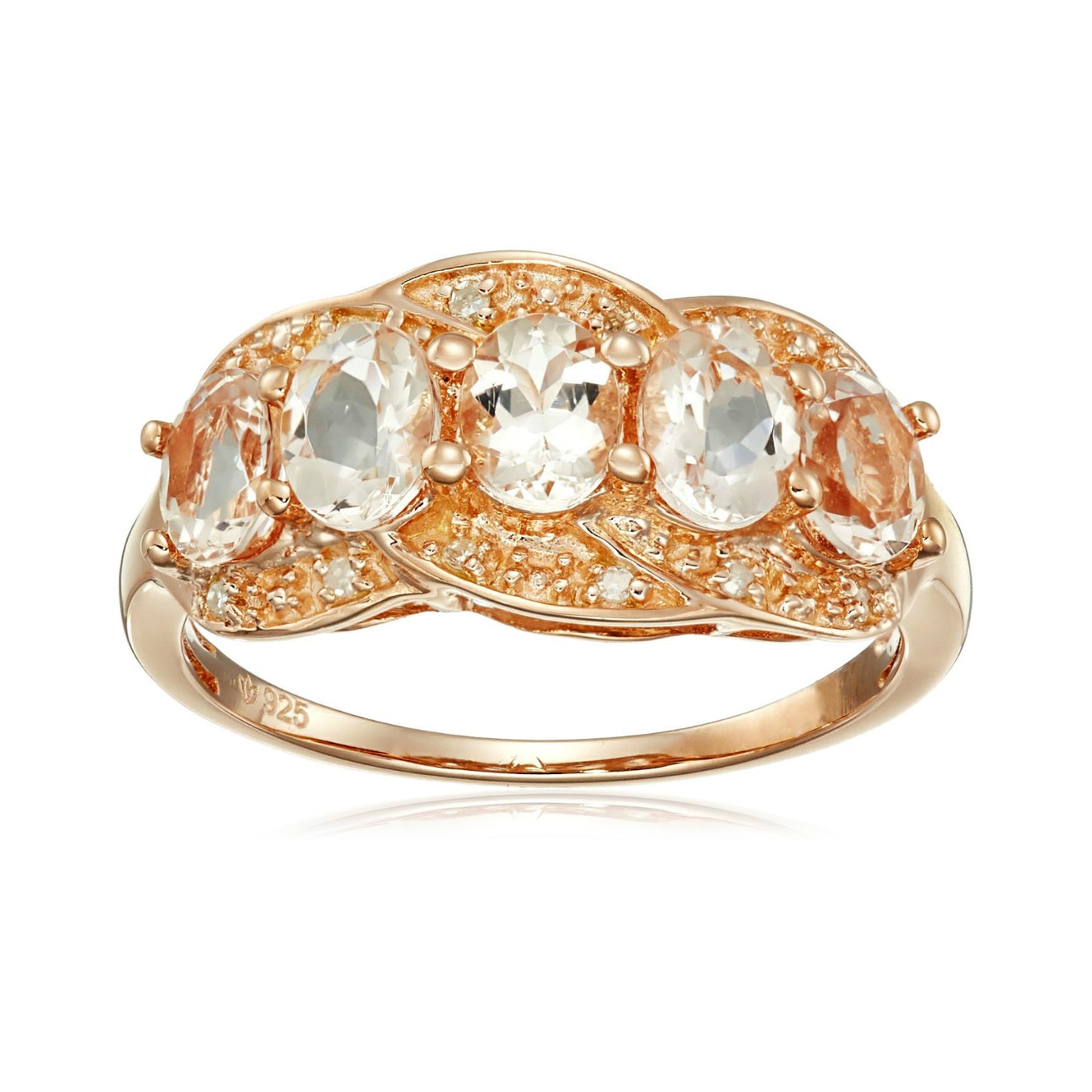 Pinctore Rose Gold-Plated Silver Morganite & Diamond Accented Ring - pinctore