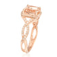 14k Rose Gold Morganite and Diamond Cushion Infinity Shank Engagement Ring (1/4cttw, H-I Color, SI1-SI2 Clarity), - pinctore