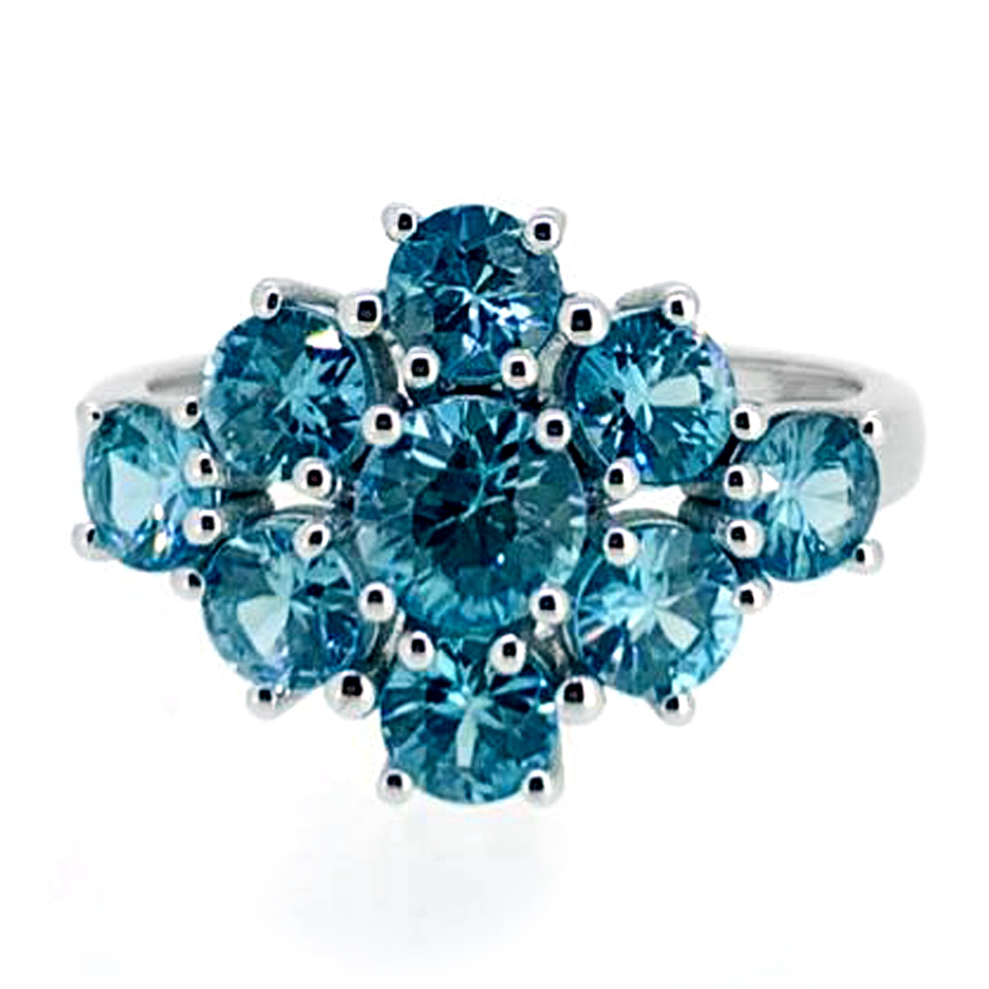 925 Sterling Silver Blue Zircon Ring - Pinctore