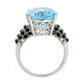 925 Sterling Silver Sky Blue Topaz, Black Spinel, White Natural Zircon Ring - Pinctore