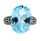 925 Sterling Silver Sky Blue Topaz, Black Spinel, White Natural Zircon Ring - Pinctore