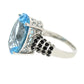 925 Sterling Silver Sky Blue Topaz, Black Spinel, White Natural Zircon Ring - Pinctore