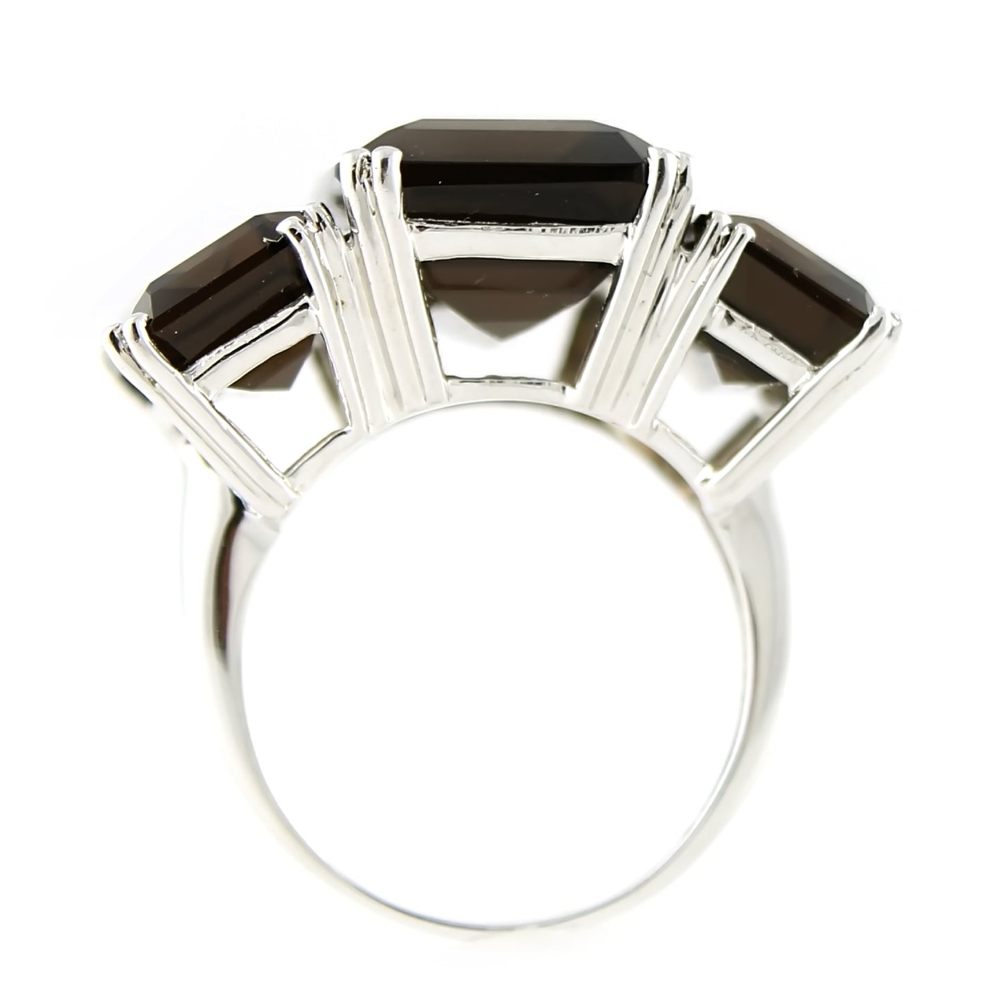 Pinctore Sterling Silver 20.2ctw Smoky Quartz Cocktail Ring
