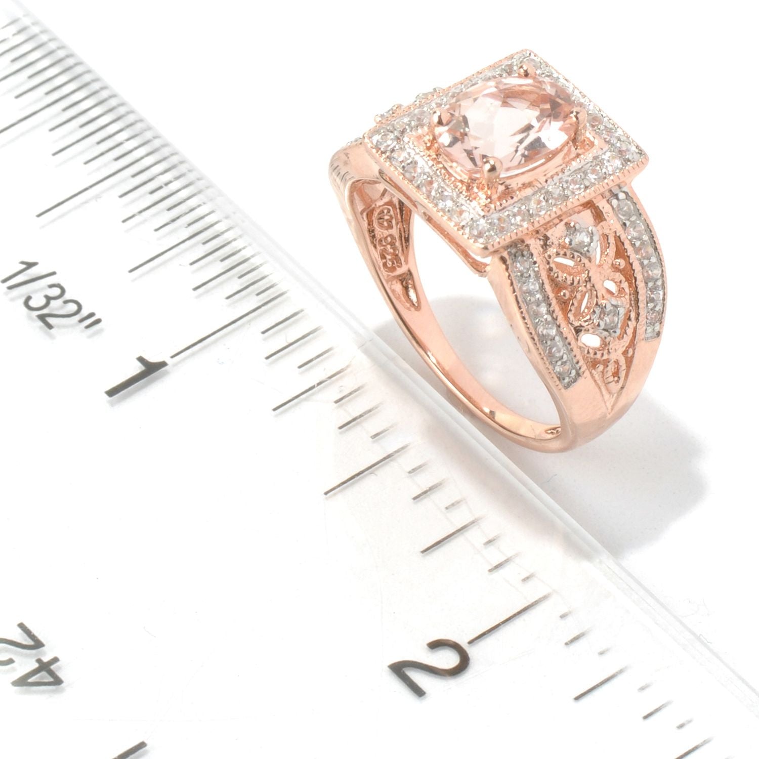 Pinctore 10k Rose Gold Morganite and Diamond Ring (1/3cttw, H-I Color, I1-I2 Clarity) - pinctore