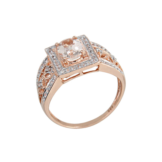 Pinctore 10k Rose Gold Morganite and Diamond Ring (1/3cttw, H-I Color, I1-I2 Clarity) - pinctore