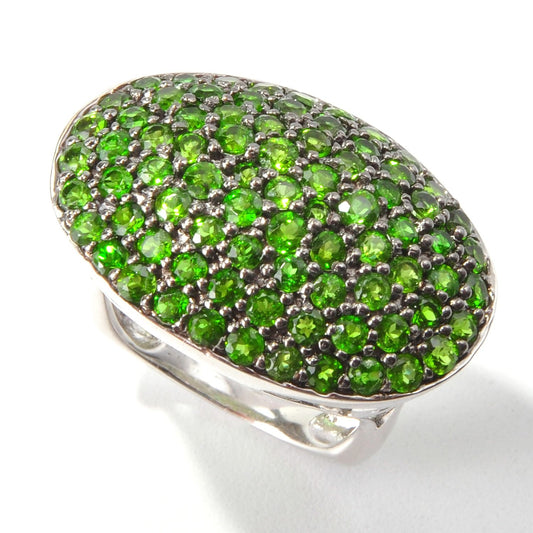 Pinctore Sterling Silver 3.08ctw Chrome Diopside Cluster Ring - pinctore