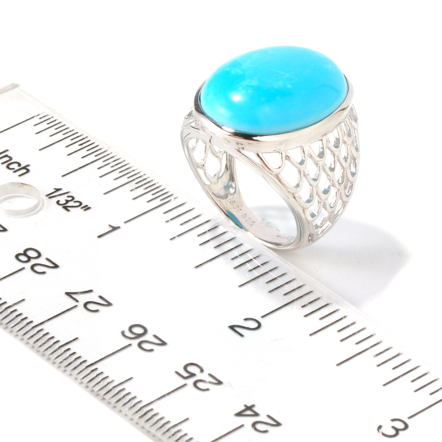 Sterling Silver Oval Cut 13.45Ctw Turquoise Ring - Pinctore