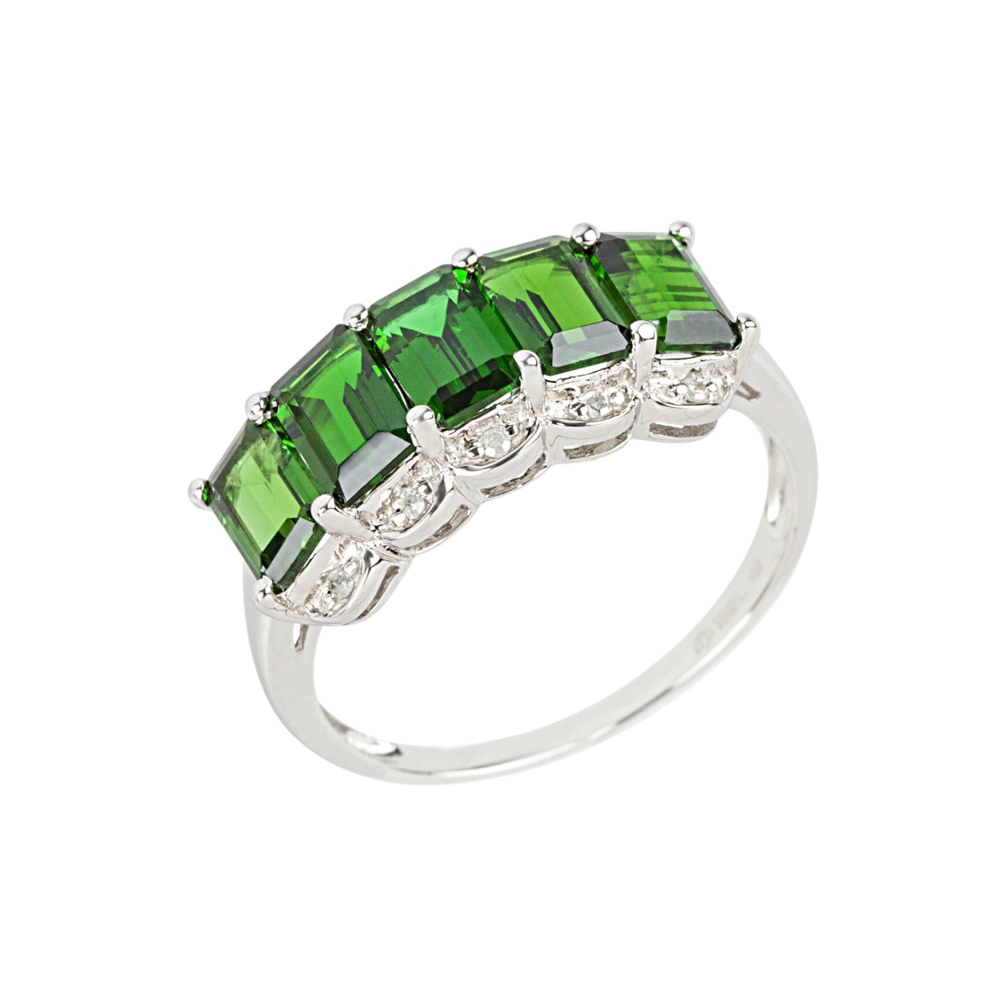 Pinctore Sterling Silver 3.05ctw Chrome Diopside & Diamond Ring - pinctore