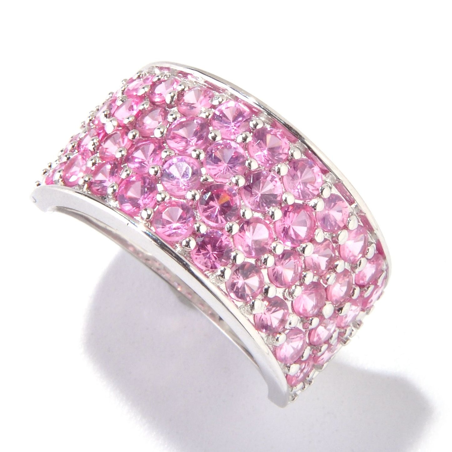 Pinctore Sterling Silver 2.39ctw Pink Spinel Cluster Ring - pinctore