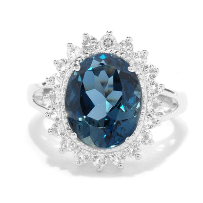 Sterling Silver 5.72Ctw London Blue Topaz Cocktail Ring - Pinctore