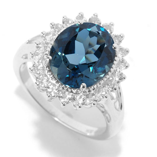 Sterling Silver 5.72Ctw London Blue Topaz Cocktail Ring - Pinctore
