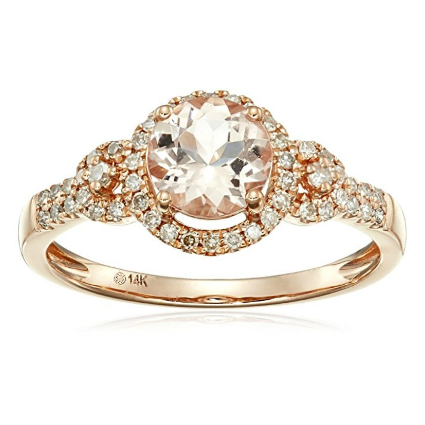 14kt Rose Gold Morganite and Diamond Solitaire Ring - Pinctore