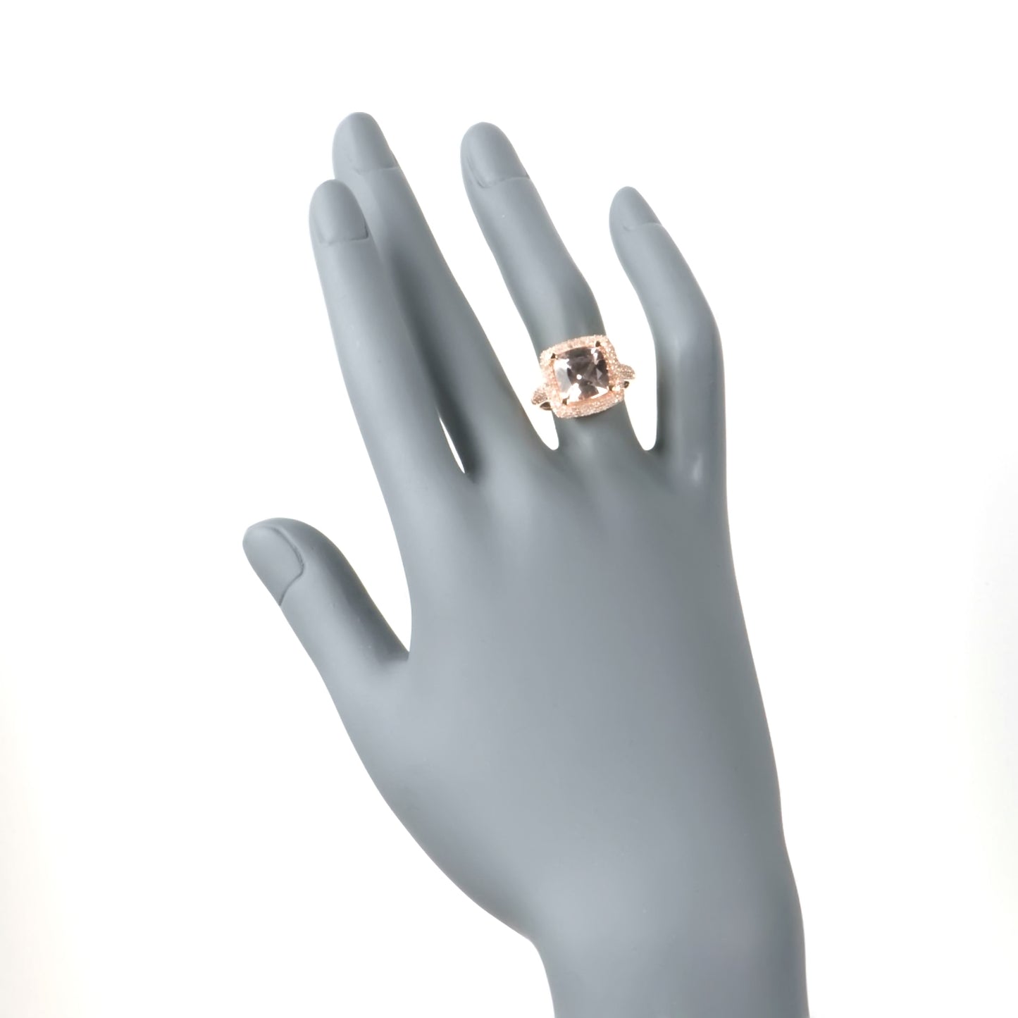 14kt Rose Gold Morganite and 1/2ct TDW White Diamond Solitaire Cushion Engagement Ring - Pinctore