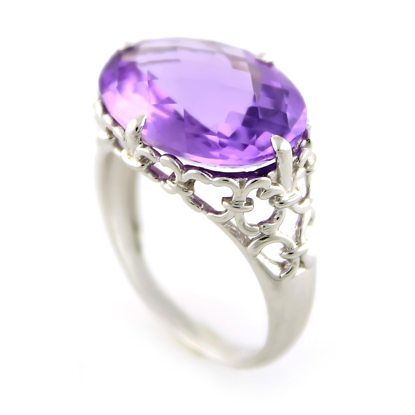Pinctore Sterling Silver 8.52ctw African Amethyst Cocktail Ring