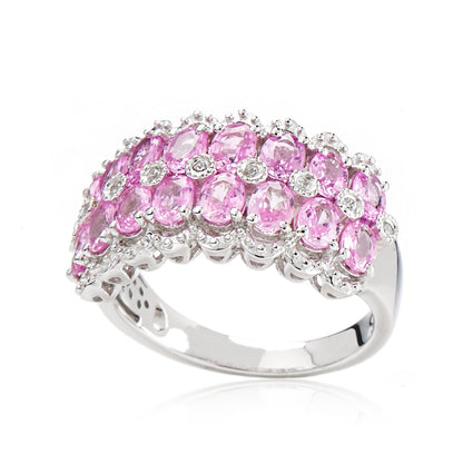 925 Sterling Silver White Natural Zircon, Pink Sapphire Ring - Pinctore