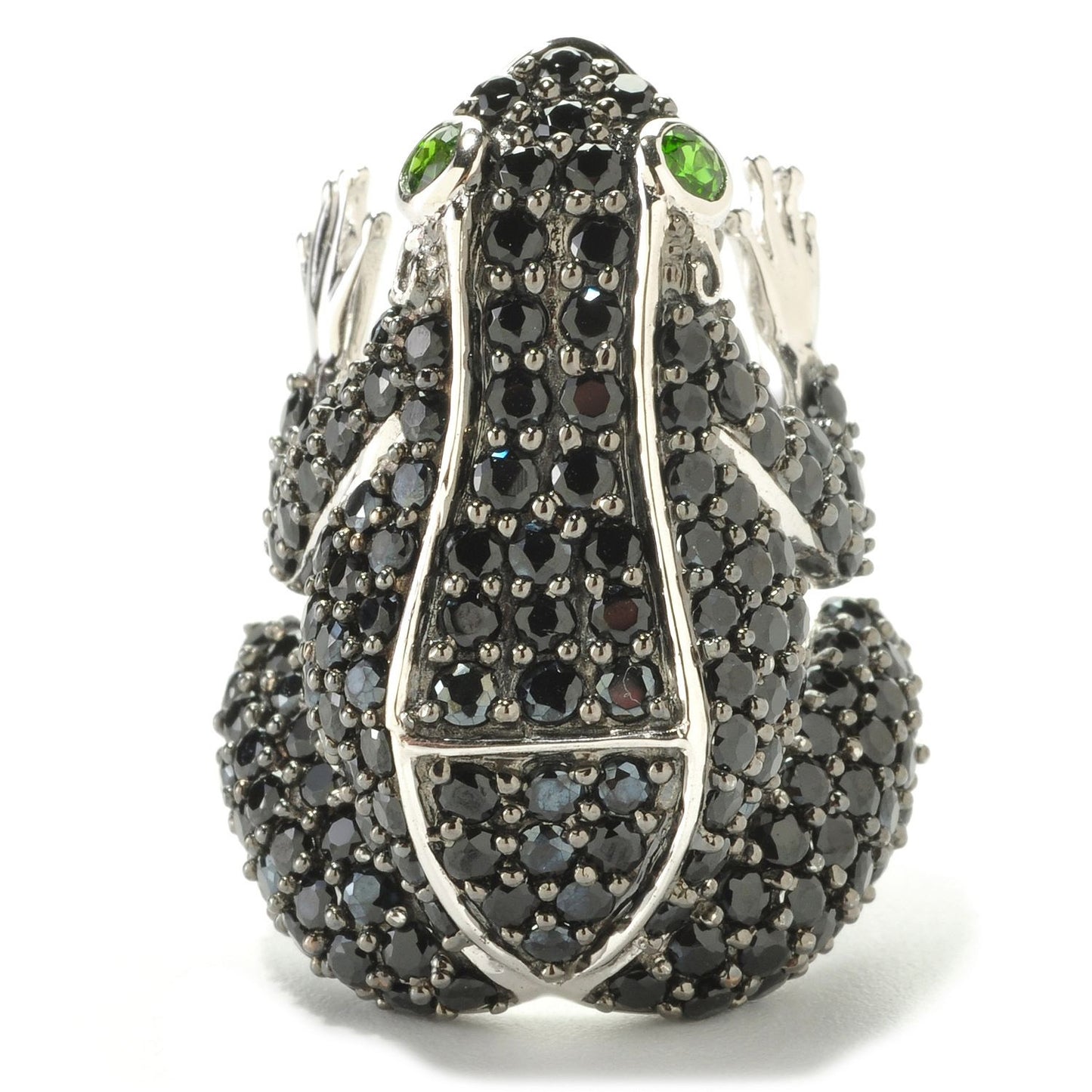 Sterling Silver 925 Black Spinel, Chrome Diopside Ring - Pinctore