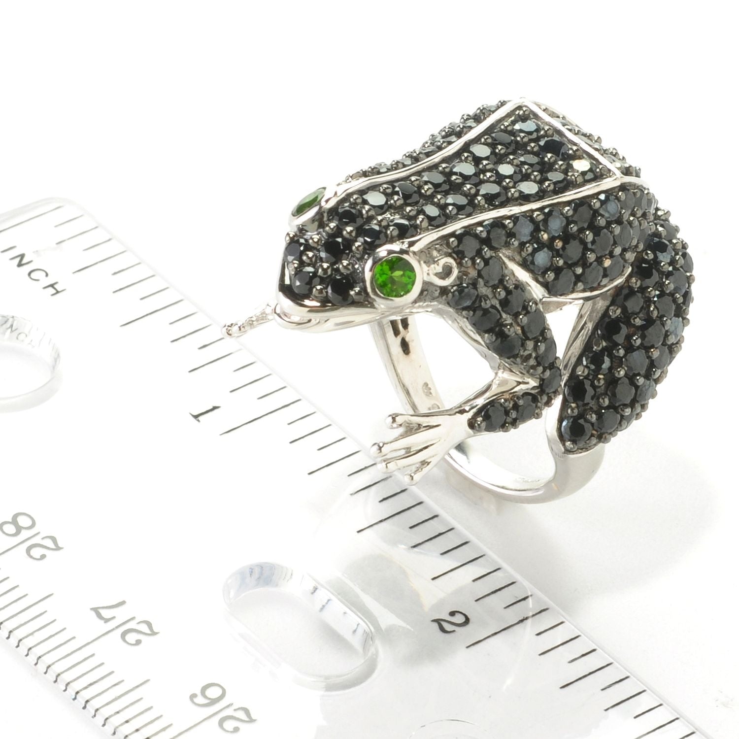 Sterling Silver 925 Black Spinel, Chrome Diopside Ring - Pinctore