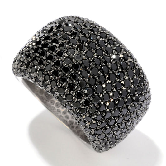 925 Sterling Silver Black Spinel Band Ring - Pinctore