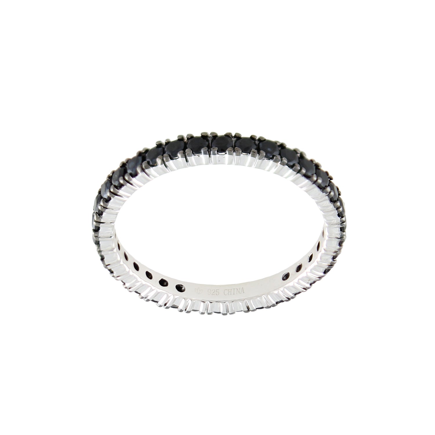 Sterling Silver 1ct Black Spinel Etenity Band Ring - Pinctore