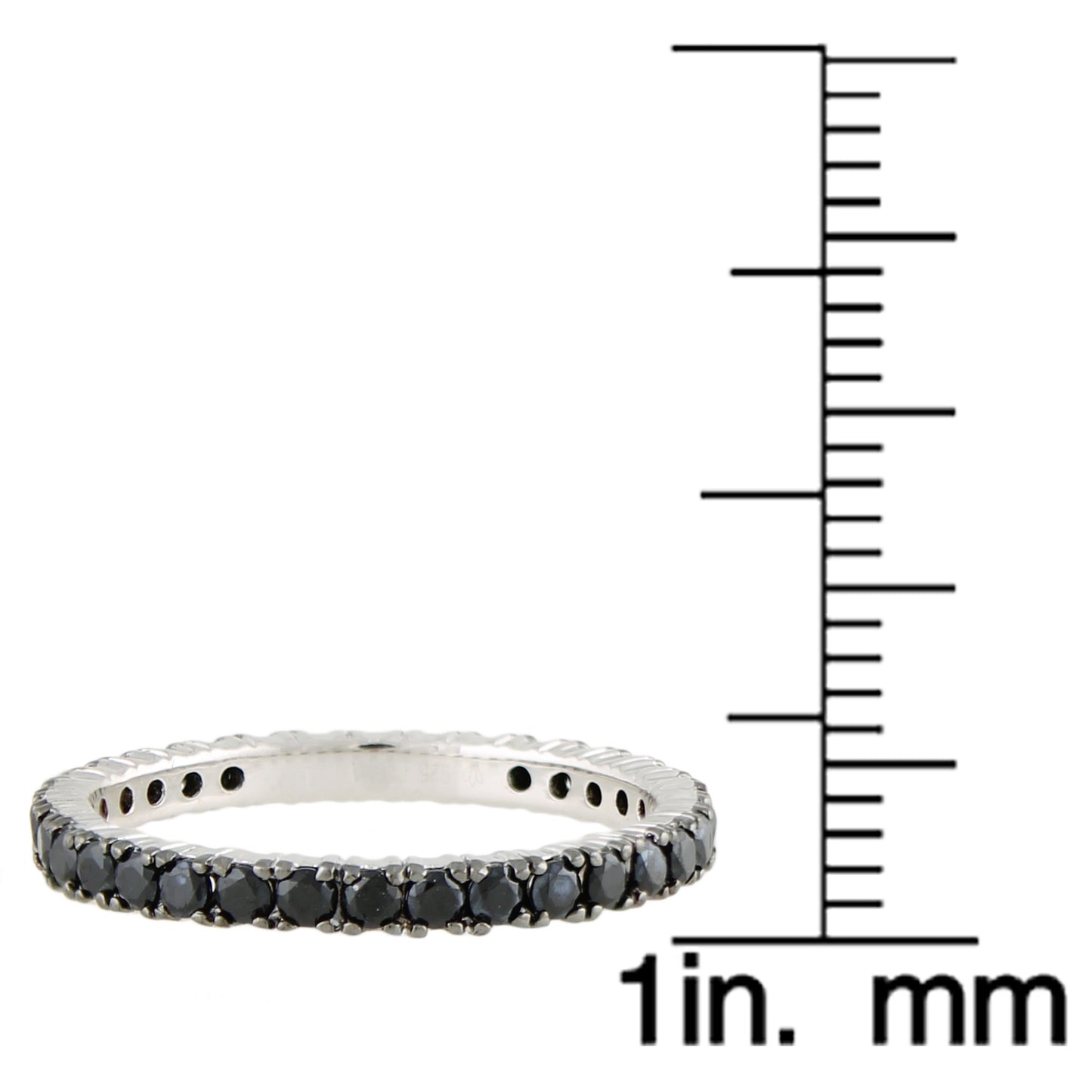 Sterling Silver 1ct Black Spinel Etenity Band Ring - Pinctore