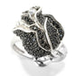 Sterling SIlver 925 Black Spinel, White Zircon Ring - Pinctore