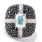 Platinum O/ Silver 4.57Ctw Opal Topaz & Black Spinel Ring - Pinctore