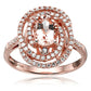 10k Rose Gold Morganite and Diamond Double Swirl Halo Oval Engagement Ring (1/3cttw, H-I Color, I1-I2 Clarity), - pinctore