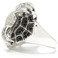 925 Sterling Silver White Topaz, Black Spinel Ring - Pinctore