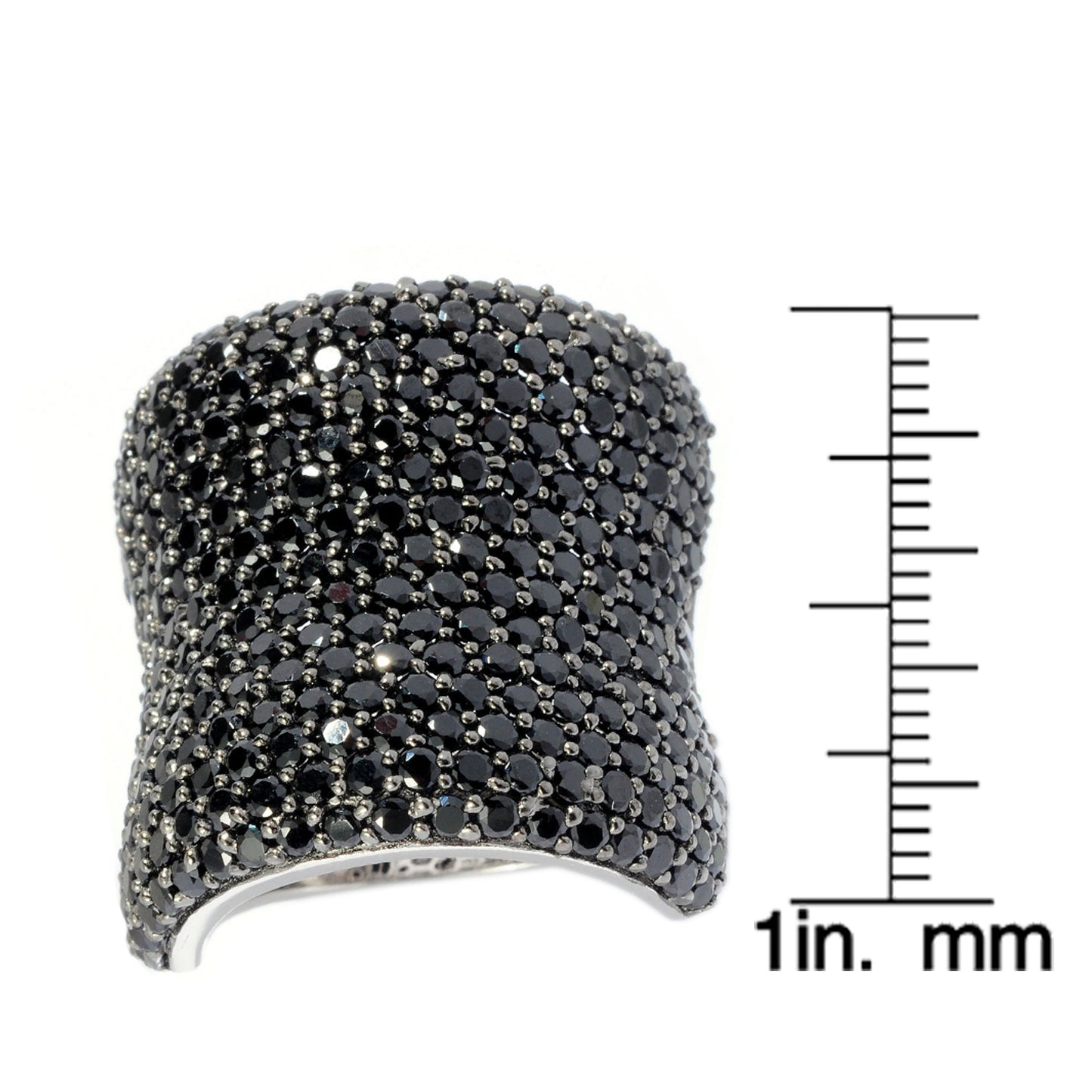 Pinctore Sterling Silver 6.94ctw Black Spinel Wide Band Ring