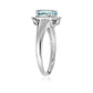 Pinctore 10k WT Gold Aquamarine & Diamond Princess Diana Engagement Ring - pinctore