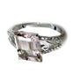 925 Sterling Silver Morganite, White Topaz Ring - Pinctore
