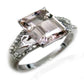 925 Sterling Silver Morganite, White Topaz Ring - Pinctore