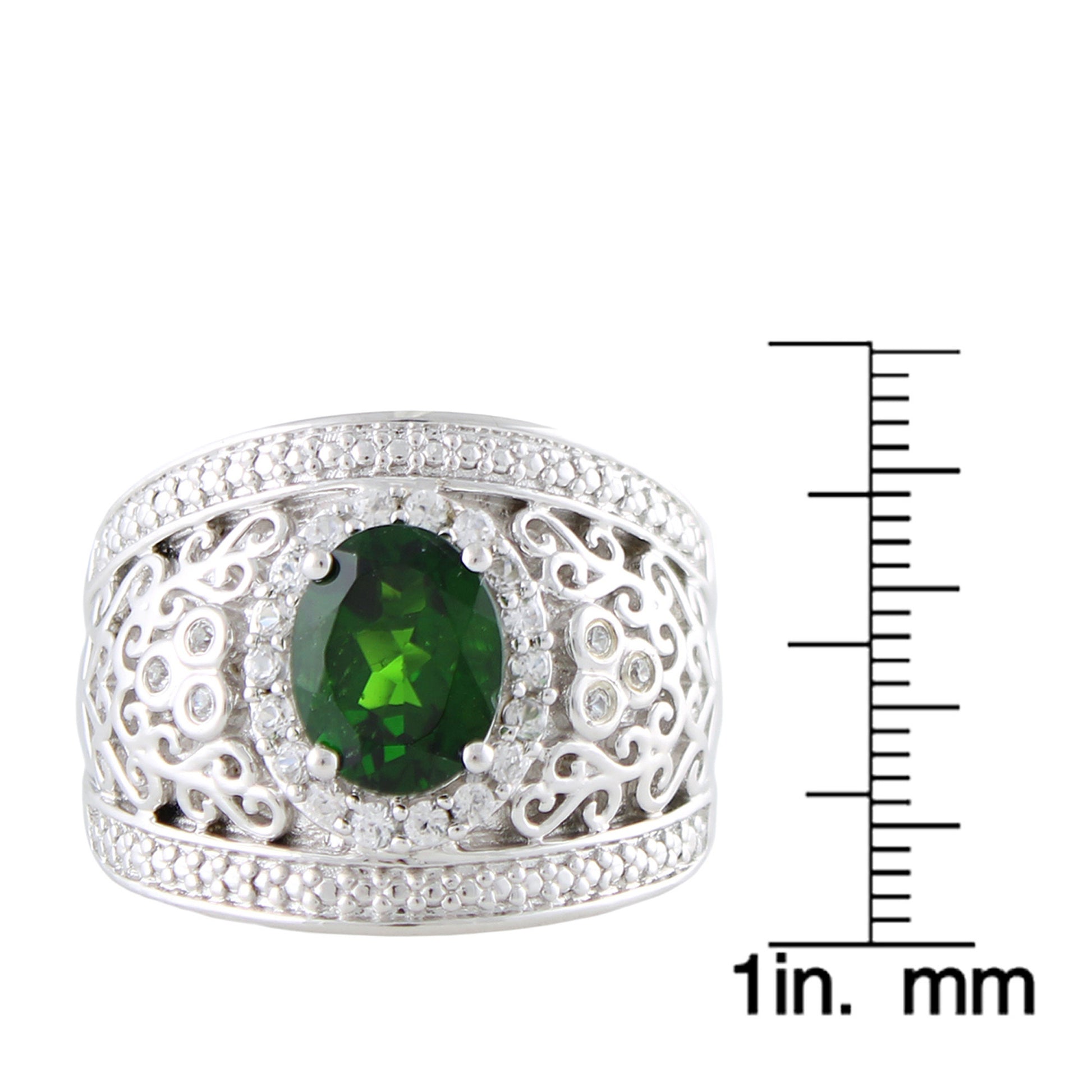Platinum O/ Silver 2.40Ctw Chrome Diopside Band Ring - Pinctore