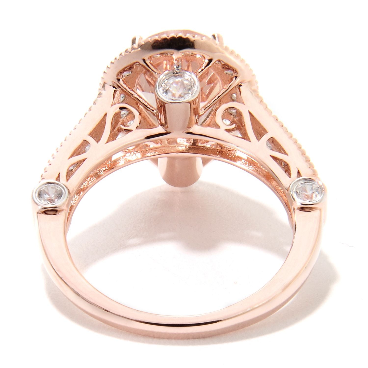 14k Rose Gold Morganite and Diamond Solitaire Pear Shape Ring (3/4cttw, H-I Color, I1-I2 Clarity), - pinctore