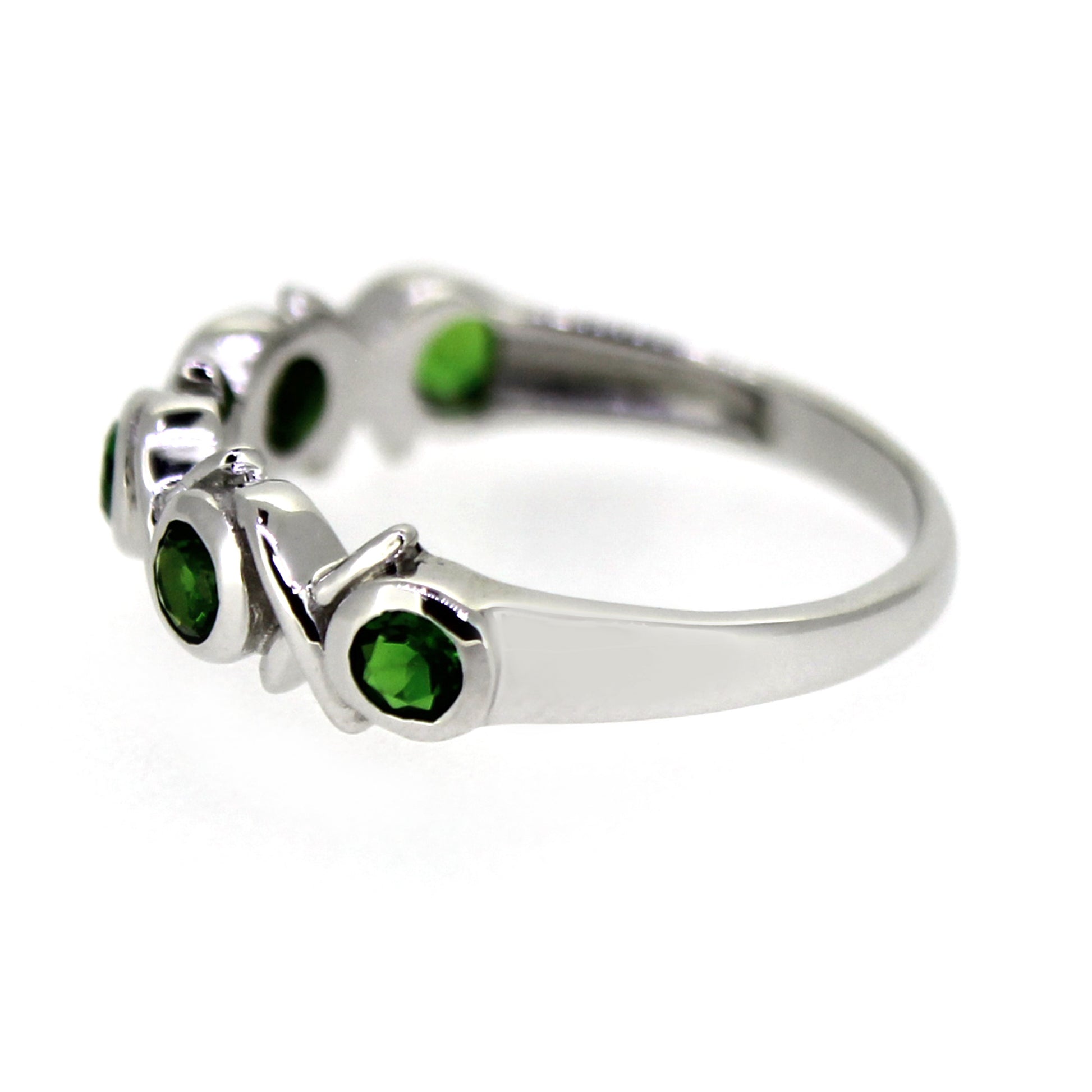 925 Sterling Silver Chrome Diopside Band Ring - Pinctore