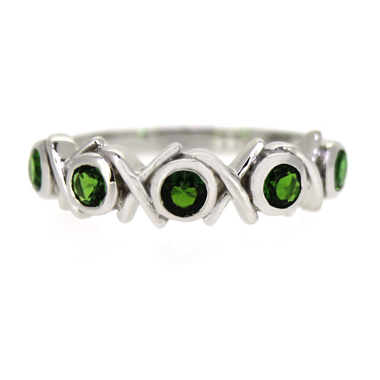 925 Sterling Silver Chrome Diopside Band Ring - Pinctore
