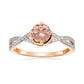 925 Sterling Silver Morganite, Created White Sapphire Ring - Pinctore