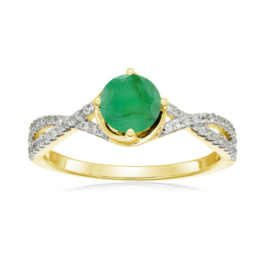 925 Sterling Silver Sakota Emerald, Created White Sapphire Ring - Pinctore