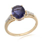 14kt Yellow Gold Iolite With White Natural Zircon Ring - Pinctore